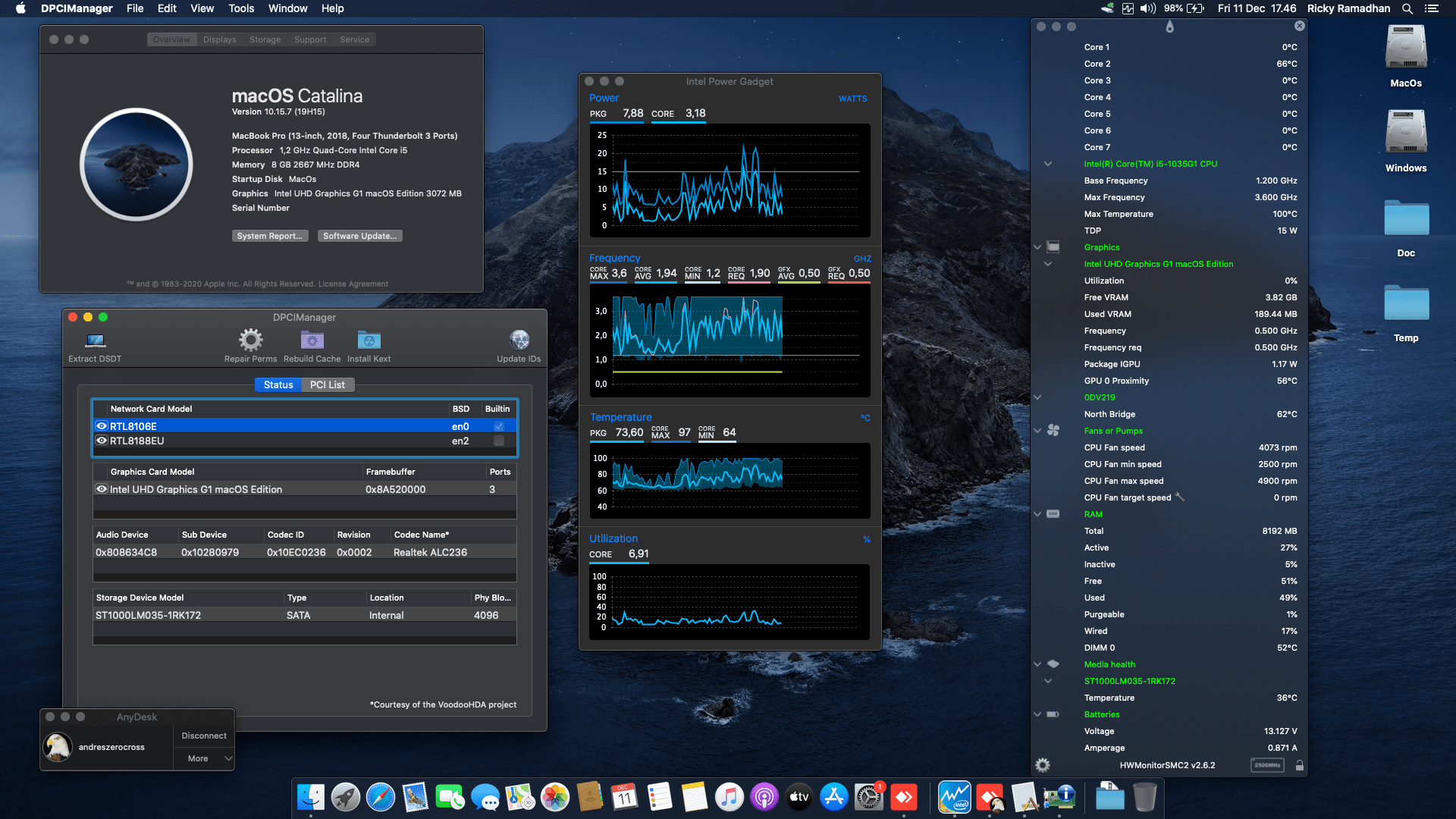 Success Hackintosh macOS Catalina 10.15.7 Build 19H15 in Dell Inspiron 14-3593